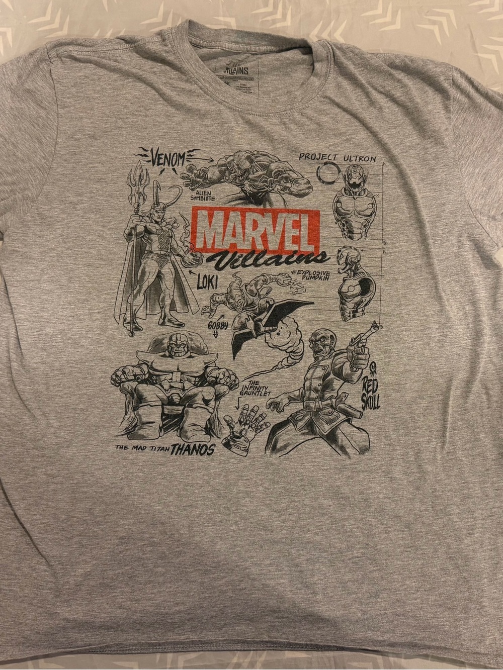 Marvel Men’s Short Sleeve Graphic Tee in Gray with Red Logo